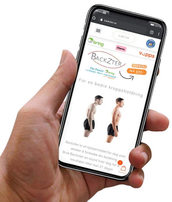 mobilskjerm som viser backzter.no